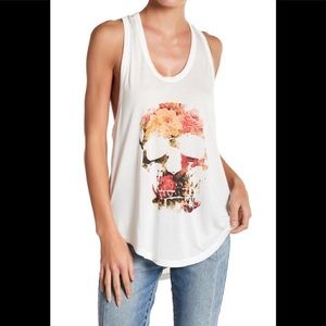 Haute Hippie Rosey Skull Racer Back Tank Top